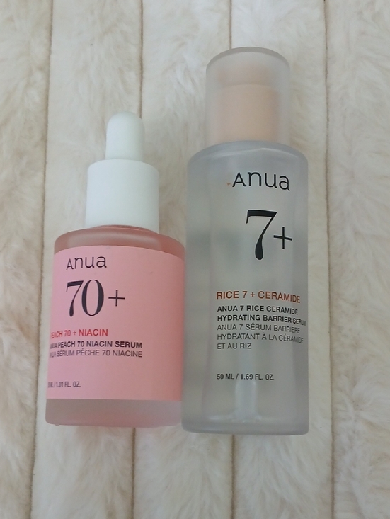 Anua Other - 70+ Peach Niacin Serum & 7+ Rice Ceramide Hydrating Serum - Pink & Clear